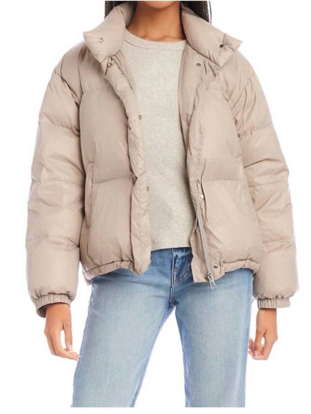 KAREN KANE down puffer jacket in taupe / Egg XL